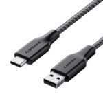 Ambrane Unbreakable 3A Fast Charging 1.5m Braided Type C Cable for Smartphones, Tablets & other Type C devices, 480Mbps Data Sync, Quick Charge 3.0 (RCT15A, Black)