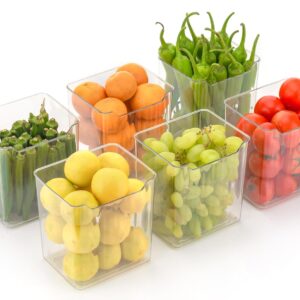 Clazkit Plastic Fridge Storage Boxes Multipurpose Containers For Storage Space-Saving Refrigerator Side Door Organizer For Fridge Kitchen Bathroom Stationery Toiletries- Transparent Set Of 6