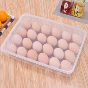 Kitchenwell 24 Grid Egg Storage Box Egg Refrigerator Storage Tray, Stackable Plastic Egg Containers for Fridge Kitchen Size of The 24 Egg (Pack of 1), Rectangular
