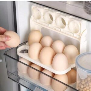 NAALSA SUNNY Egg tray for fridge, 24 Eggs Capacity, 3-Layer Stackable Organizer, Foldable Design, egg box, egg basket, egg holder (IVORY COLOR)