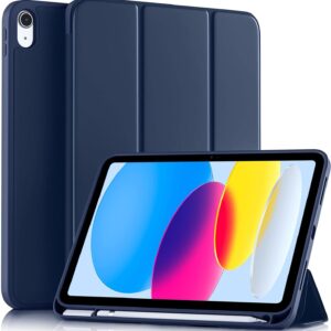 ProElite Smart Case for iPad (A16) 11th/10th Generation (2025/2022) [Auto Sleep/Wake Cover] [Pencil Holder] [Soft Flexible Case] Recoil Series for Apple iPad 10th/11th Gen – Dark Blue