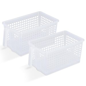 RATAN PLASTICWARE Glory Handy Baskets -Small (Pack of 2) Fridge Storage, Fruit & Vegetable storage Container, Refrigerator storage, Multipurpose Storage-Transparent (Clear)