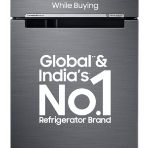 Samsung 236 L, 3 Star, Convertible, Digital Inverter with Display Frost Free Double Door Refrigerator (RT28C3733B1/HL, Black Matte/Black DOI)