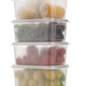 Fridge Container – Plastic Transparent Fridge Storage Box With Air Tight Lid for Vegetables, Fruits, Fish & Meat To Keep Fresh, Refrigerator Pantry Organizer Freezer Dabba Box(1800ML, 4 Pcs)
