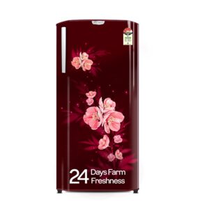 Godrej 180 L 4 Star | Turbo Cooling Technology | 24 Days Farm Freshness | Large Vegetable Tray | Toughened Glass shelves | Direct Cool Single Door Refrigerator (RD EDGENEO 207D THF MP WN, Maple Wine)