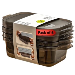 Set Of 6 1200ml – Multipurpose Food Storage Container For Kitchen, Airtight & Leakproof, BPA-Free Plastic Food Containers With Lids, Kitchen & Fridge Organizer Storage Container, Food Box
