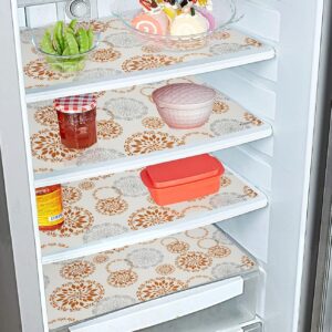 Kuber Industries Reversible Rangoli Print Fridge/Drawer Mats|Water Proof PVC Material|Ranctangular Shape & Non Slip| Size 45 x 30 CM, Pack of 6 (White)