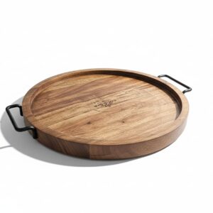 Premium Wooden Serving Tray/Platter with Handle | Natural Finish |Brown Tray with Handle for Dining & Coffee Table | Platter for Serving Drinks,Tea, Cakes, Snacks, Breakfast.